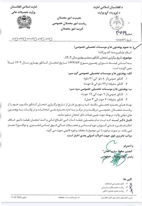 منع ورود دختران به کانکور